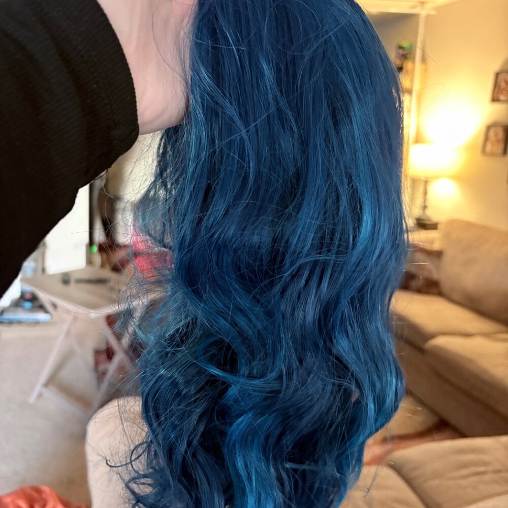 Long Wavy Blue Costume Wig